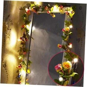 20LED 7.2ft Artificial Flower Rose Vine String Lights, Battery Powered Pink - Picture 1 of 7
