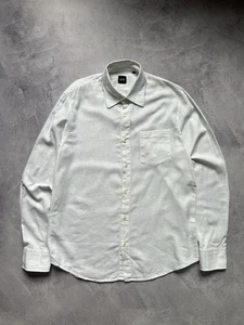Hugo Boss Linen Shirt Men's M Long Sleeve Button-Down White - Picture 1 of 6