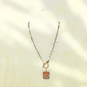 White Fresh Water Pearl Paperclip Initial J Necklace 22inchs - Picture 1 of 1