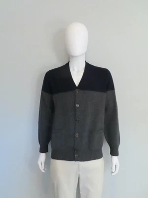 Brunello Cucinelli Navy/Gray Colorblock Cashmere Mens V-Neck Cardigan Sweater 52 - Image 1 of 4