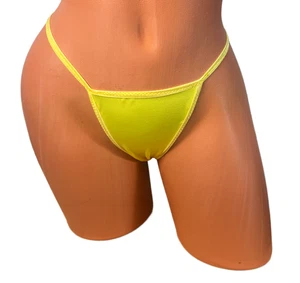 Wide Front Thong Bikini Bottom neon yellow sexy swimwear Beach XS-XL - Picture 1 of 4