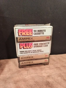 Set Of 3 AMPEX ELN-90 USA BLANK CASSETTE TAPE (SEALED) With Stackette Rack - Picture 1 of 5