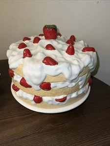 Vintage Strawberry Shortcake Ceramic Pedestal Footed Cake Plate w/Dome Cover - Picture 1 of 9