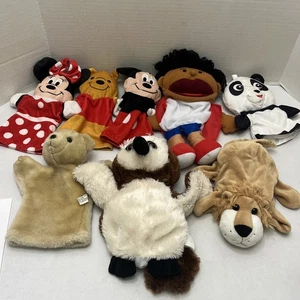 Mixed Lot Of 8 Hand Puppets Disney Baby Einstein Lion Bear Owl Human Boy - Picture 1 of 15