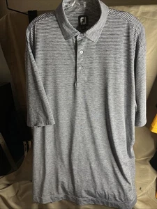 FootJoy Golf Polo Shirt Men's 2XL Gray Stripe Activewear Collared Logo - Picture 1 of 6