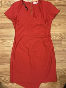 Bisou Bisou Michele Bohbot Cap Sleeve Vneck Pleated Dress Womens Size 14 Pockets - Picture 1 of 5