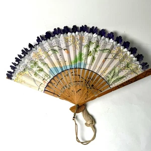 Antiker japanischer faltbarer meisterhaft bemalter Papierfächer Sensu Bambus beidseitig - Bild 1 von 11