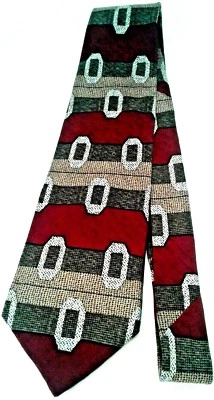 Corbata de seda Arnold Palmer círculo manchado geométrico verde borgoña marrón gris Foto 1 de 4