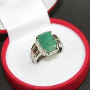 Natural Rich Green Swat Emerald Women Ring Sterling Silver 925 Handmade - Picture 1 of 10