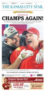 Chiefs Super Bowl Champions Win Newspaper "Kansas City Star" 2/14/23 Mahomes MVP
