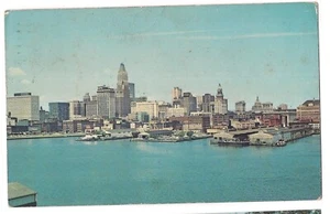 SKYLINE and INNER HARBOR Boats & Buildings Baltimore Maryland MD Postcard 1968 - Picture 1 of 2