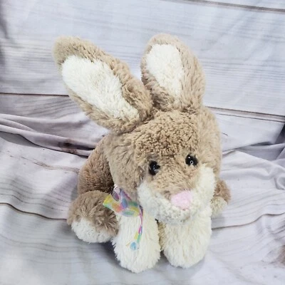 Animal Adventure Rabbit Plush Cream Brown Bunny Toy Jellybean Bow 12 Inch 2007 - Image 1 of 4