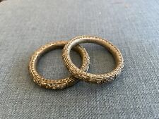 Pair of two Antique Straits Chinese Hollow Silver Bangles (Singapore)