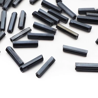 Lote (50) Cuentas de vidrio corneta hexagonal metálica hematita vintage checa Foto 1 de 3