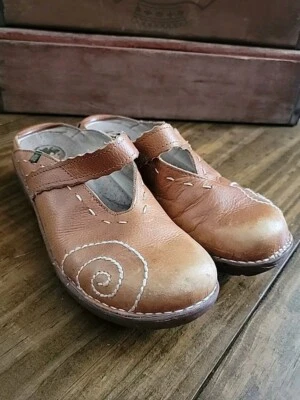 Zuecos sin cordones para mujer Iggdrasil de cuero marrón cosidos EU 37 US 7 Foto 1 de 4