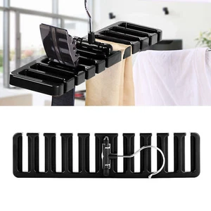 Tie Belt Scarf 10 Slot Scarf Rack Wardrobe Space Organizer Plastic Black AU - Picture 1 of 11