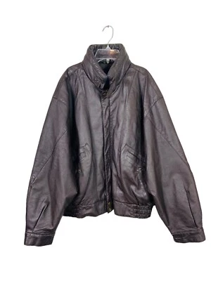 Мужская кожаная байкерская куртка Town Craft на молнии с длинным рукавом коричневая размер большой - Изображение 1 из 4