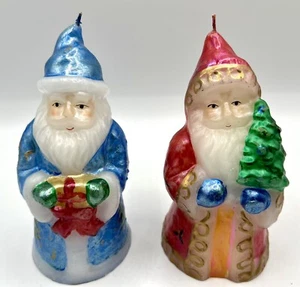 Seltenes Vintage 5,5" Paar irisierende Weihnachtsmannkerzen zum Geschenk. - Bild 1 von 10