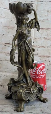 Sensual Floral Lady Bronze Candle Holder Bronze Sculpture Statue Figurine Deco - Image 1 of 4