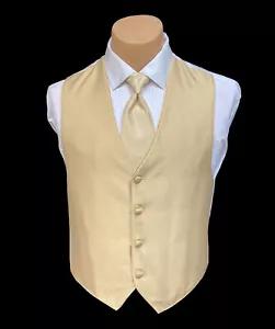 Men's Jean Yves Gold Tuxedo Vest with Long Tie Free Shipping Small S - Picture 1 of 5