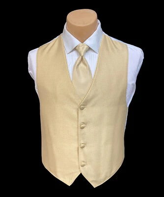 Men's Jean Yves Gold Tuxedo Vest with Long Tie Free Shipping Medium M - Image 1 of 4