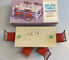 Marx Dollhouse Dining Table with 4 Chairs Accessories Vintage Set for 12" Dolls