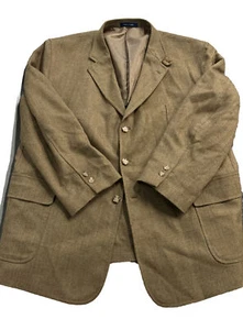 Blazer T. Harris Para Hombres Lana de Cordero Marrón 2 Botones XX-GRANDE 2XL Pequeños Agujeros de Polilla Trasero - Imagen 1 de 21