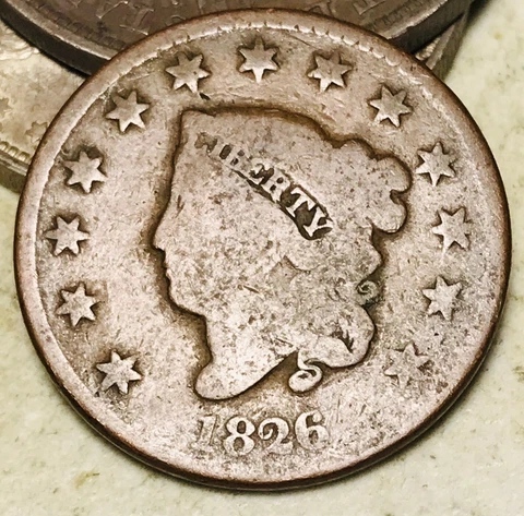 1826 Large Cent Coronet Head 1C Ungraded Choice US Copper Coin CC17304 Cover