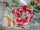 VNTG Barkcloth Fabric Sample Rose Flower  48” X 45” Wales Smoke