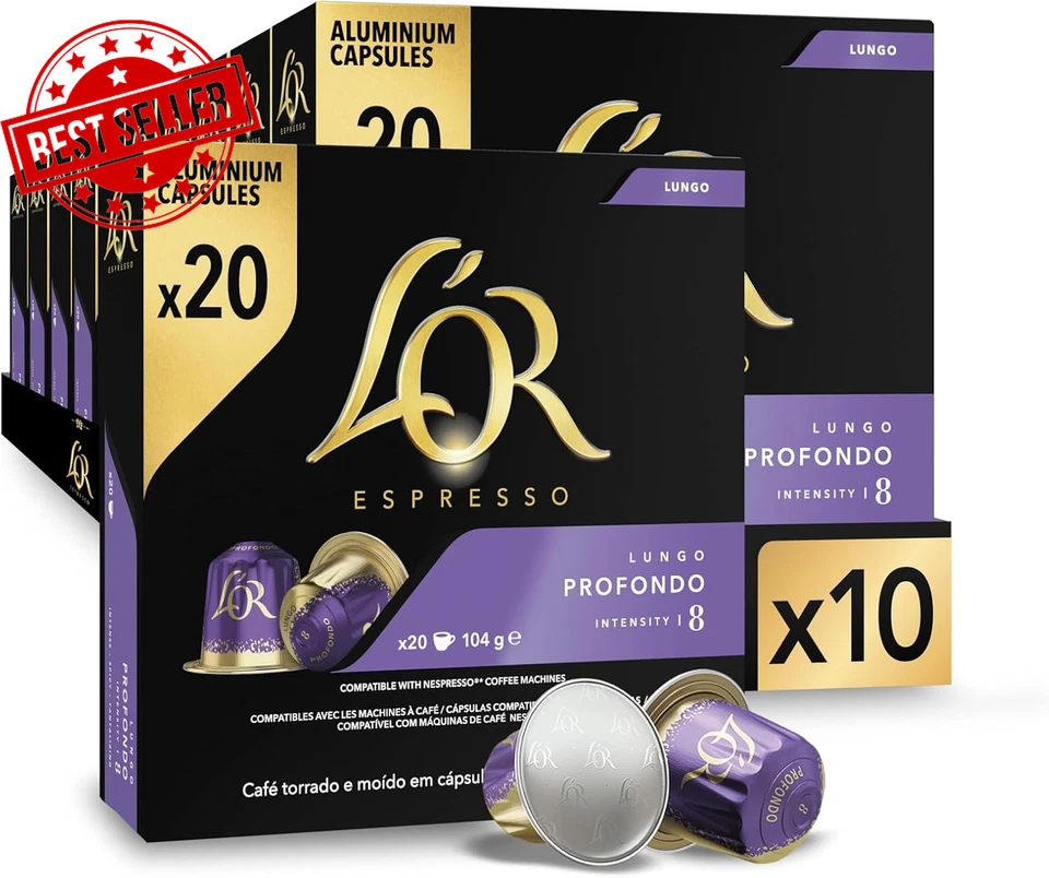 L'OR Espresso Lungo Profondo Coffee Pods 200 Pack Nespresso Compatible - AU