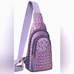 Purple Crocodile Pattern Sling Bag - Picture 1 of 2