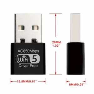 Mini USB Wifi Adapter wireless Network Card 802.11AC Band W 2.4G/5G A2I6 Z0L7 - Zdjęcie 1 z 10