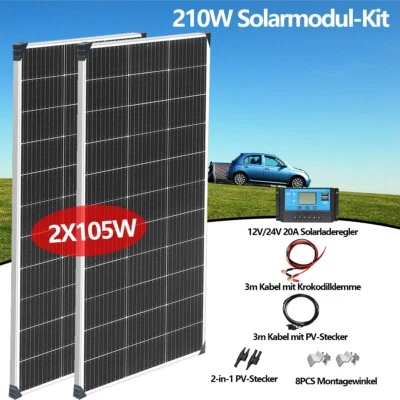 210W Solarpanel Solarmodul Kit 12V Mono Solarzelle Photovoltaik Camper Wohnmobil - Bild 1 von 4