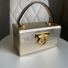 Salvatore Ferragamo Gancini Gold Leather Vanity Bag Used