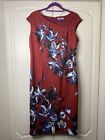 M&S Midi Length Bodycon Style Dress Size 14 Per Una Red & Blue Floral Wedding