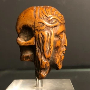 Rare Antique Boxwood Memento Mori Double Christ Skull Bicephalus Pedestal 17th C - Picture 1 of 9