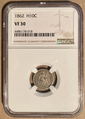 1862 NGC VF30 Liberty Seated Half Dime H10c Cover