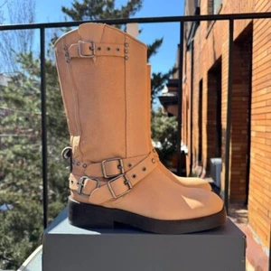 Nuevo Free People We The Free Janey Engineer Botas Zapatos Cuero Occidental Marrón 9.5 - Imagen 1 de 11