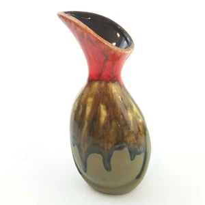 Studio Art Pottery Pitcher Carafe Vase Drip Glaze Brown Red 10" Sharon Hinton - Picture 1 of 9