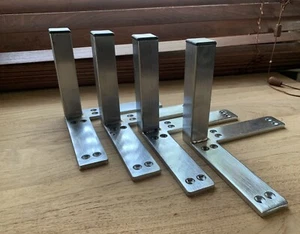 (Paquete de 4) Sofá de 5” Pies Cuadrados Esquineros Muebles Patas Moderno Acero Cepillado - Imagen 1 de 9