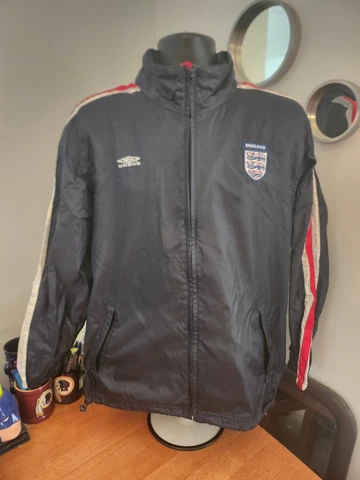 Umbro England Soccer Football Windbreaker Jacket Hidden Hood Mens Small Cover