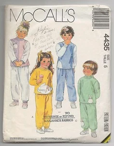 McCalls 4435 Childs PJ's Tops Pants & Applique Pattern Sz 5 Vtg 1989 - Picture 1 of 2