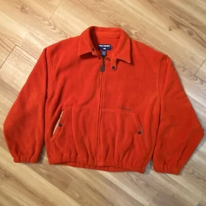 Vintage 90s Polo Sport Ralph Lauren Fleece Jacket Mens Large Orange Windbreaker - Picture 1 of 16