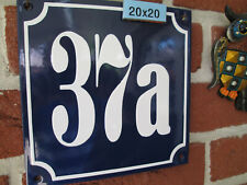 Hausnummer Emaille Nr 37a weisse Zahl auf blauem Hintergrund Mega 20 cm x 20 cm 