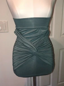 NWT Rachel Pally front twist ruched pencil skirt Aegean teal stretch hugging M - Imagen 1 de 8