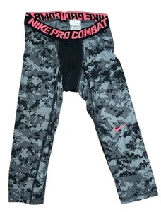 Nike Pro Combat Compression Pants Boys Youth Large Gray Camouflage Swoosh - Picture 1 of 5