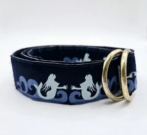 J. McLaughlin Vintage Blue Mermaids Fabric Nautical Belt SZ 36 - Picture 1 of 7