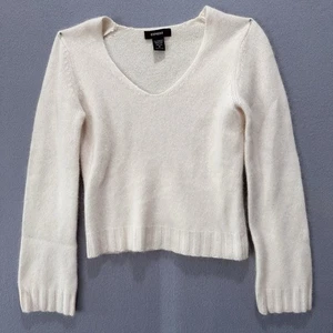 Suéter Pullover EXPRESS Angora Talla M Cuello en V Difuso De Colección Suave Y2K Pin Up Sexy - Imagen 1 de 5