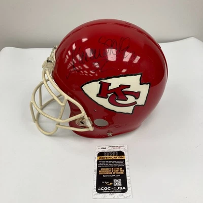 Casco usado juego firmado por Marcus Allen de los años 90 Kansas City Chiefs certificado de autenticidad JSA Foto 1 de 4