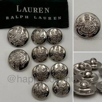 RALPH LAUREN BLAZER REPLACEMENT BUTTONS VINTAGE SILVER TONE UNICORN LOGO CREST - Image 1 of 4